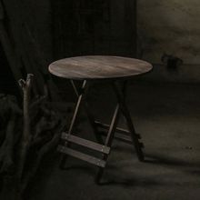 木板桌面做旧折叠实木桌子摄影背景老乡村静物圆餐桌美食拍照道具