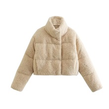 欧美风跨境外贸冬季新款时尚都市休闲羊羔绒复古加厚保暖棉服外套