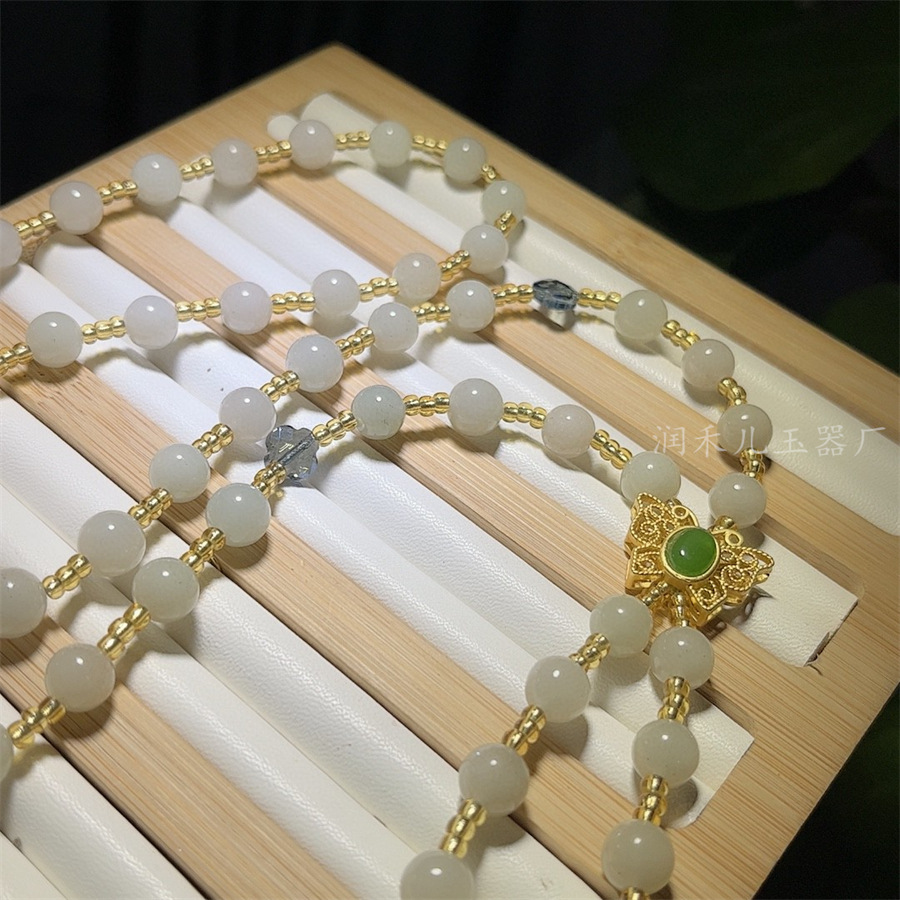 一件代发内蒙古佘太翠毛衣链挂件女款天然玉石长款diy设计款项链