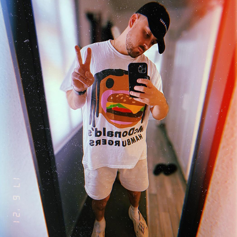 cpfm travis scott ts麦当劳汉堡薯条发泡印花高街百搭短袖t恤tee
