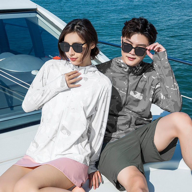 2023 New Live Couple Sun Protection Clothing Season Thin Coat Lightweight New Ultra-Thin Breathable Ice Silk Fishing Sun-Proof Clothes