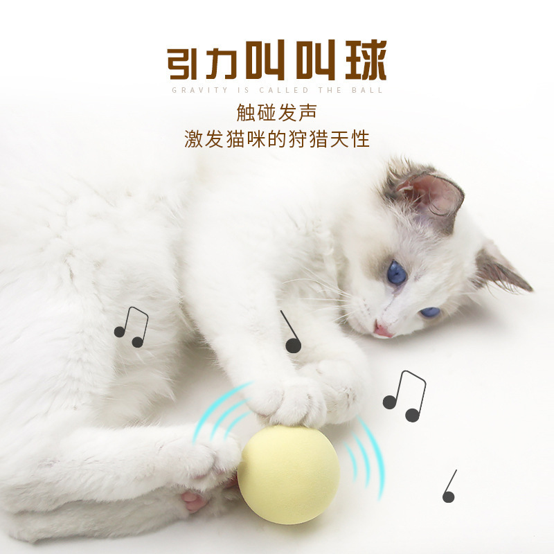 Popular Toy Cat with Sound Calling Ball Wholesale Pet Toys Pompons Simulation Animal Sounds Send Catnip