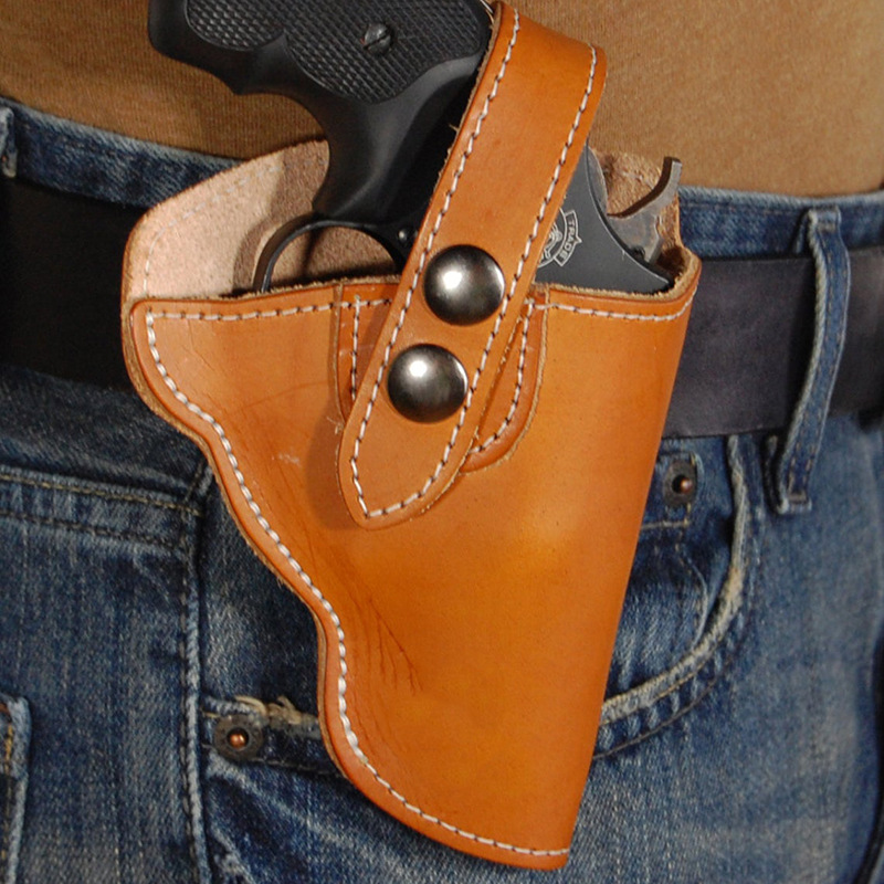 跨境欧美牛皮枪套 科尔特6发弹巢腰挂枪套 传统左轮手枪皮套定制