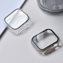 适用AppleWatch苹果手表S8钢化一体壳SE保护壳iWatchS7透明保护套