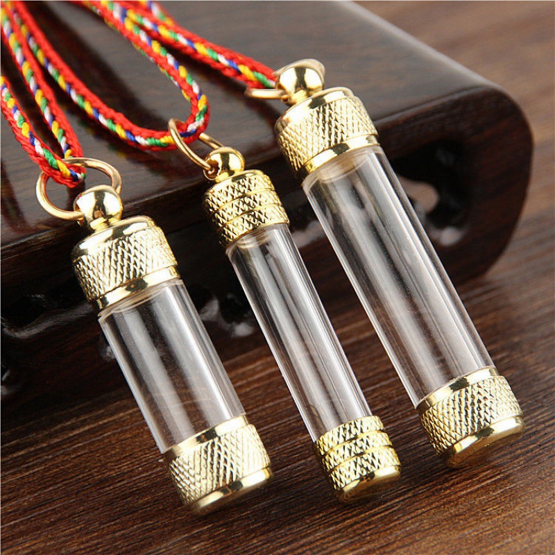 磨砂小玻璃瓶空心吊坠透明玻璃小瓶子平安护身符挂件可打开