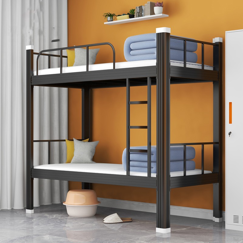 钢制上下铺铁架床公寓床加厚宿舍员工双层床带护栏酒店高低架子床