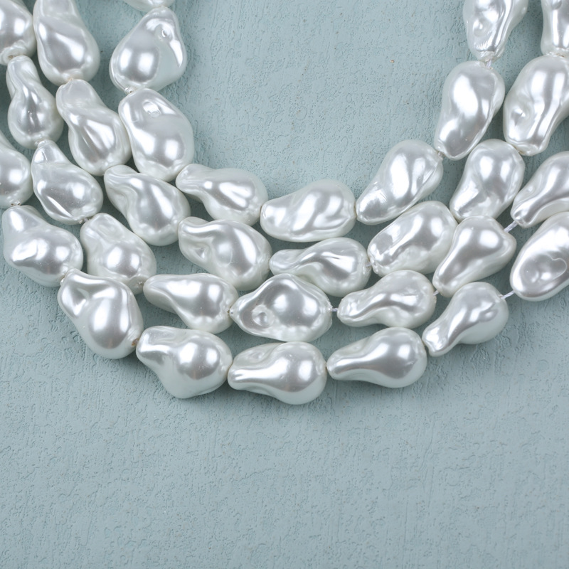 15*20mm大巴贝壳珍珠串 鱼尾形异性巴洛克贝壳珠串 diy材料批发