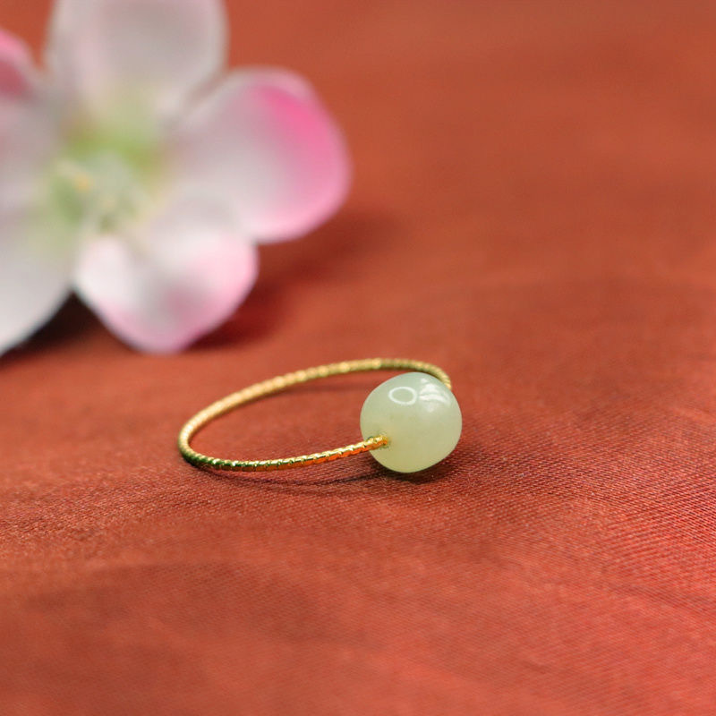 眷钰 和田玉路路通戒指白玉转运珠指环流行时尚珠宝玉石饰品礼物