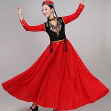 新疆舞蹈演出服装女成人少数民族广场舞开场舞大摆裙维吾尔族服饰