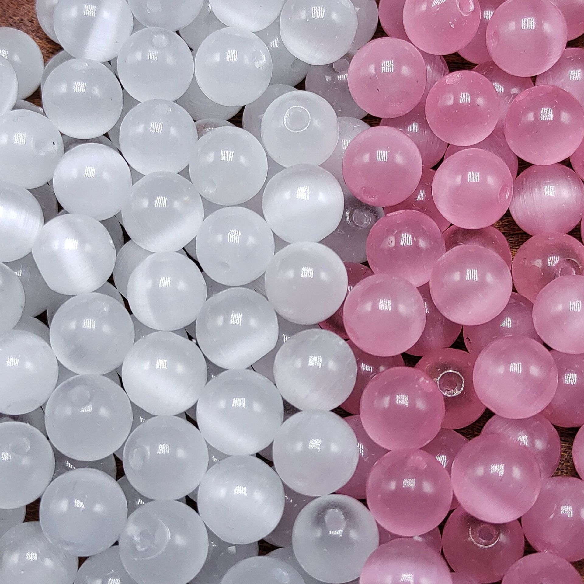 factory wholesale white pink cat eye loose round beads diy handmade necklace bracelet beads accessories spacer beads
