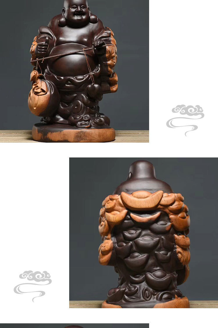 非洲黑檀称心如意弥勒 木雕雕刻摆件摆饰 家居客厅玄光装饰厂供应