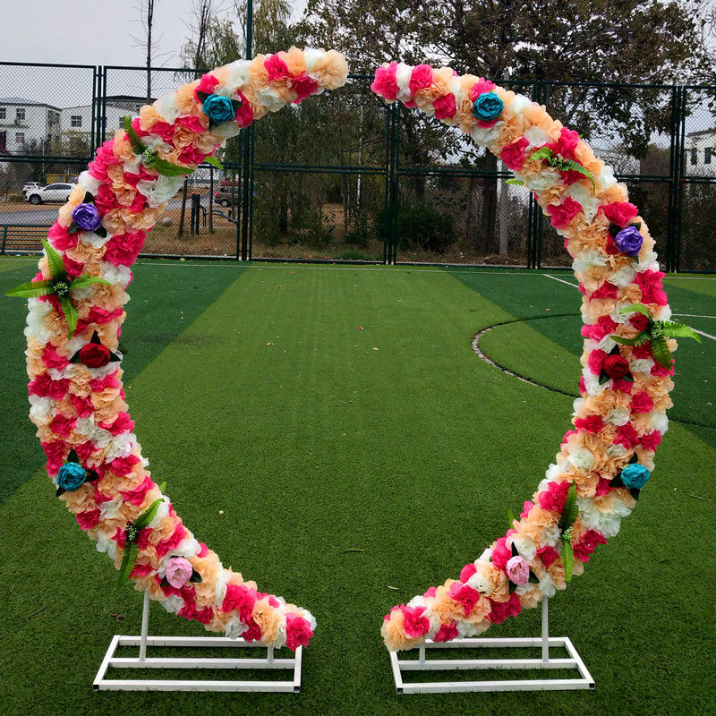 铁艺月牙路引婚庆道具绢花月亮路引心形路引铁艺花门拱门婚礼用品