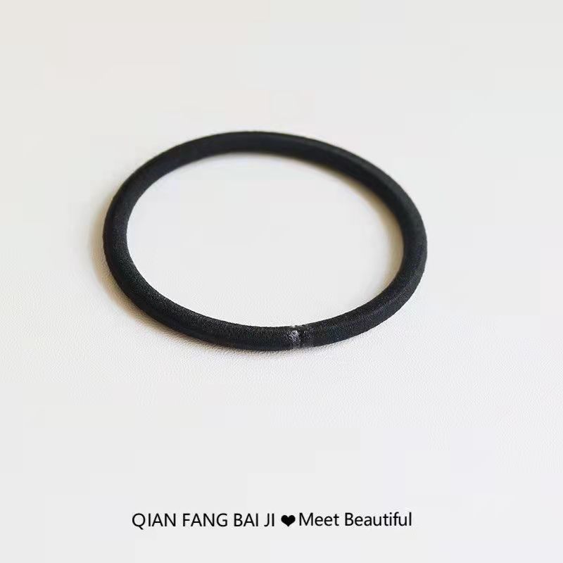 High Elastic Hair Band Black Seamless Rubber Band Thick 6mm Nylon Hair Rope Simple Hairtie Headdress Wholesale