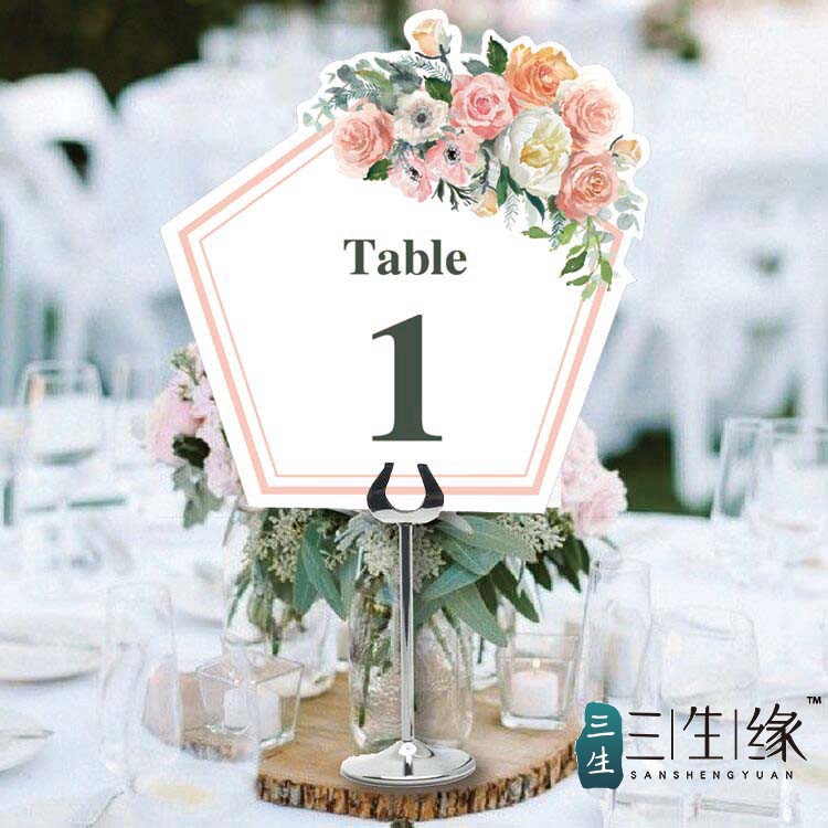 个性创意新品粉色大理石婚礼席位卡欧式餐桌桌牌会议生日台卡