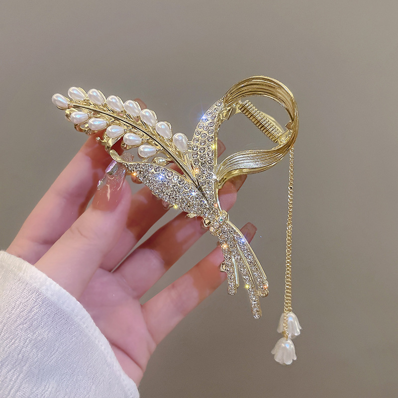 Wheat Barrettes New Alloy Hair Volume More than Hair Claw Headdress Back Head Antique Female Hairpin Flower Shark Clip Headdress