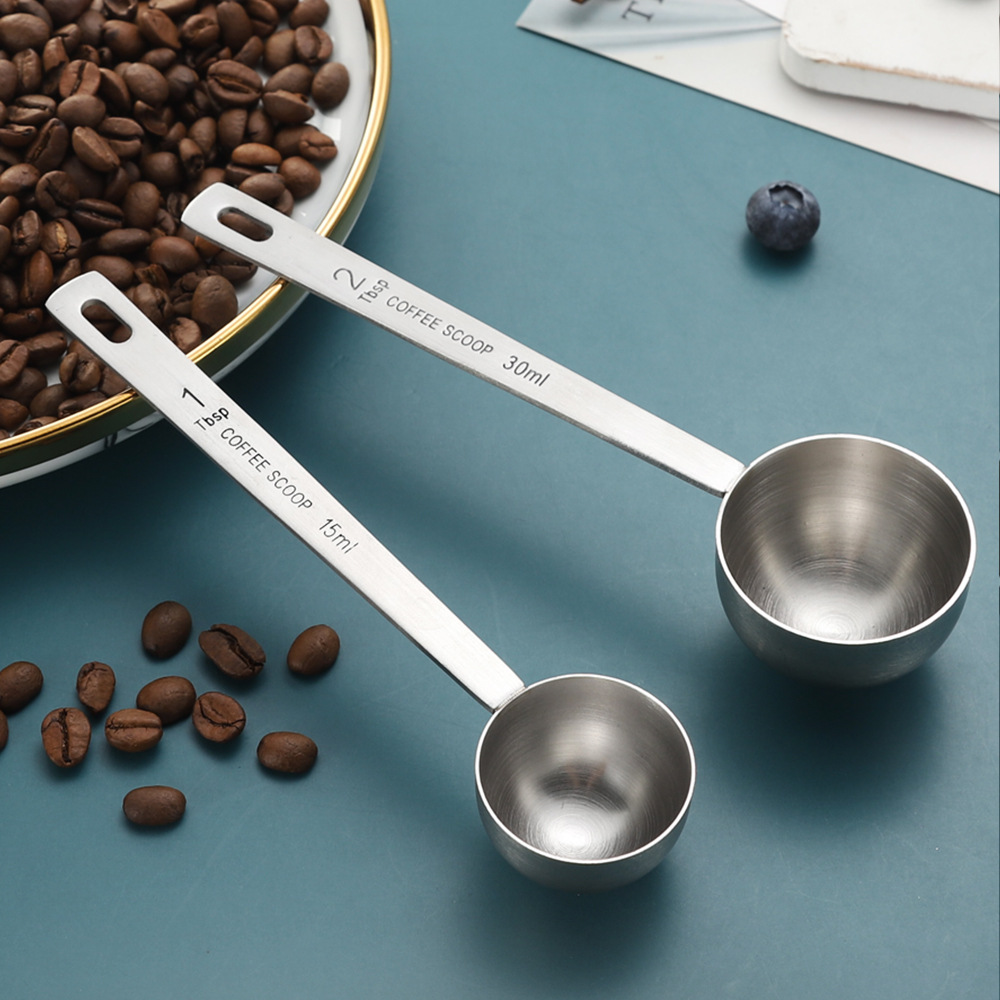 Foreign Trade Wholesale 30ml Coffee Measuring Spoon Stainless Steel Long Handle Measuring Spoon 15ml Milk Powder Spoon Fruit Powder Spoon Baking Utensils