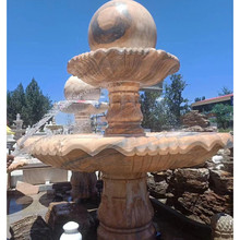 厂家供应石雕喷泉流水喷泉 黄锈石欧式喷水池花钵雕塑喷泉