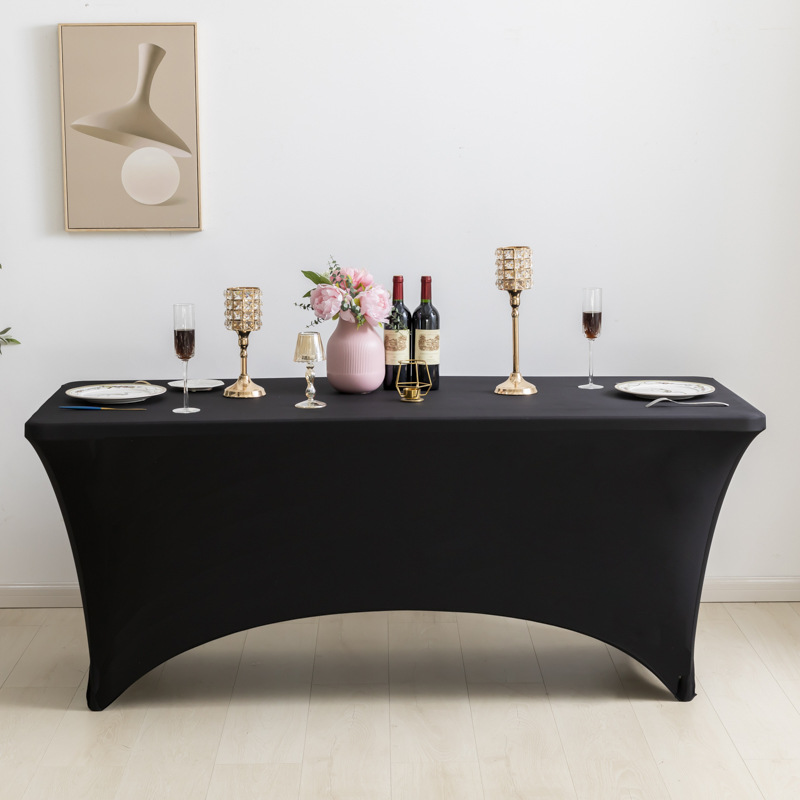 6ft Black Stretch Tablecloth Sets Cocktail Elastic Table Cover Outdoor Tablecloth Elastic Tablecloth Tablecloth