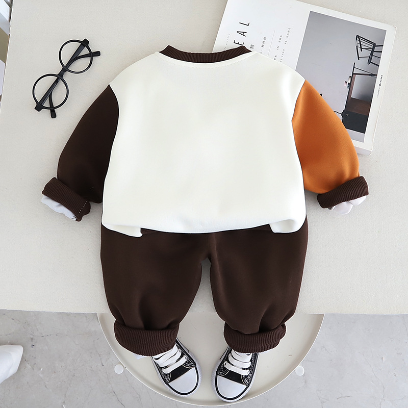 New Boys and Girls Baby Autumn Sweater Suit Baby Children's Clothing Western Style Spring and Autumn Long Sleeve Two-Piece Set Factory Wholesale Baby Clothes