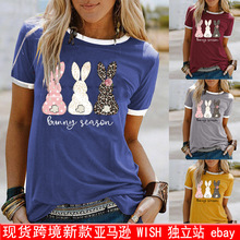 外贸世纪服饰独立站女装亚马逊复活节Bunny season可爱兔子短袖