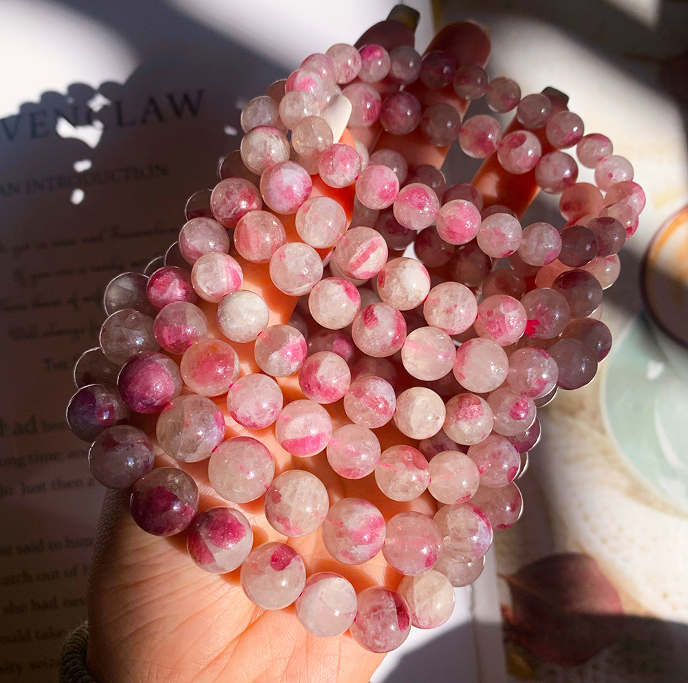 帝凯珠宝 天然冰种红梅花碧玺石手串 男女水晶手链 工厂直销