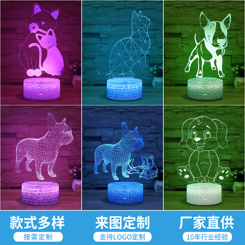 Cross-Border Hot 3d Small Night Lamp Bedroom Bedside Atmosphere Touch Decorative Lamp Birthday Gift Snoopy Table Lamp