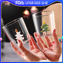 跨境新品立体造型玻璃杯圣诞节日伴手礼水杯高硼硅早餐杯子咖啡杯