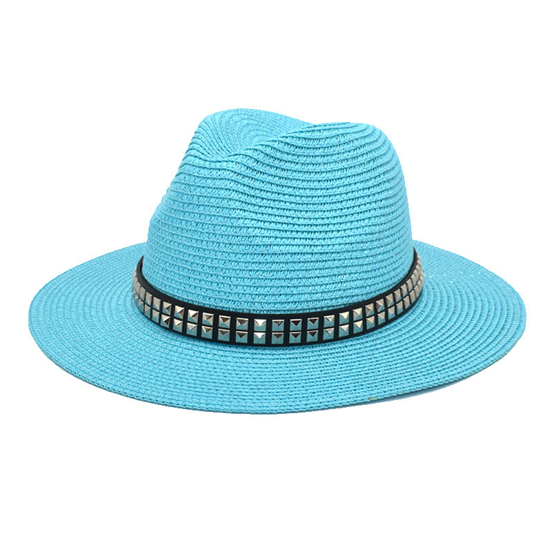 Summer Ladies New Straw Hat Beach Hat Men's and Women's Seaside Outdoor Sun Protection Sun Hat Sun Hat Jazz Top Hat