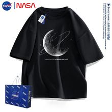 NASA联名港风ins潮牌短袖t恤情侣男女春夏季宽松纯棉黑色月亮上衣