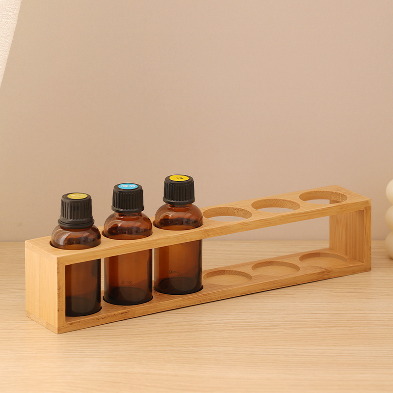 6-Hole Essential Oil Bottle Solid Wood Base Table Setting Display Stand Shopping Mall Aromatherapy Oil-Point Bottle Display Stand