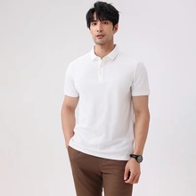 纯棉短袖t恤男士夏季新款纯色翻领透气打底衫宽松商务POLO衫