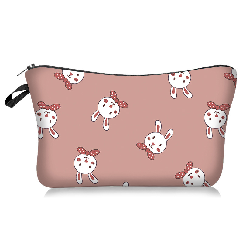 Cross-Border New Arrival Cartoon Rabbit Series Cute Animals Melody Cosmetic Bag Handheld Storage Wash Bag Lazy Portable Travel Bag