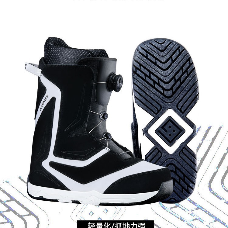 反毛皮单板滑雪鞋 真皮防水防滑 单板滑雪靴BOA钢丝扣快穿雪鞋