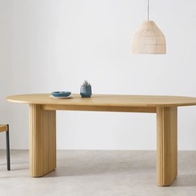 北欧实木家用餐桌椭圆形小户型桌子创意书桌电脑做极简办公会议桌