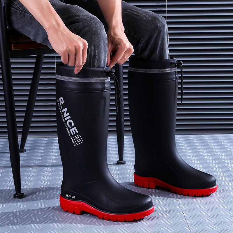 2023 Cross-Border New Arrival Men's Fashion Stocking Rain Boots Thickened Outdoor Fishing Long Tube Non-Slip Waterproof Shoes Men