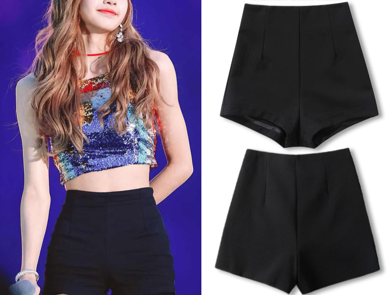 lisa同款裤子女高腰弹力紧身热裤爵士舞蹈演出blackpink女团短裤