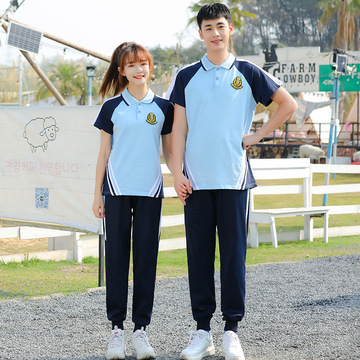 夏季校服班服初高中学生短袖t恤套运动装高中生毕业照服装演出服