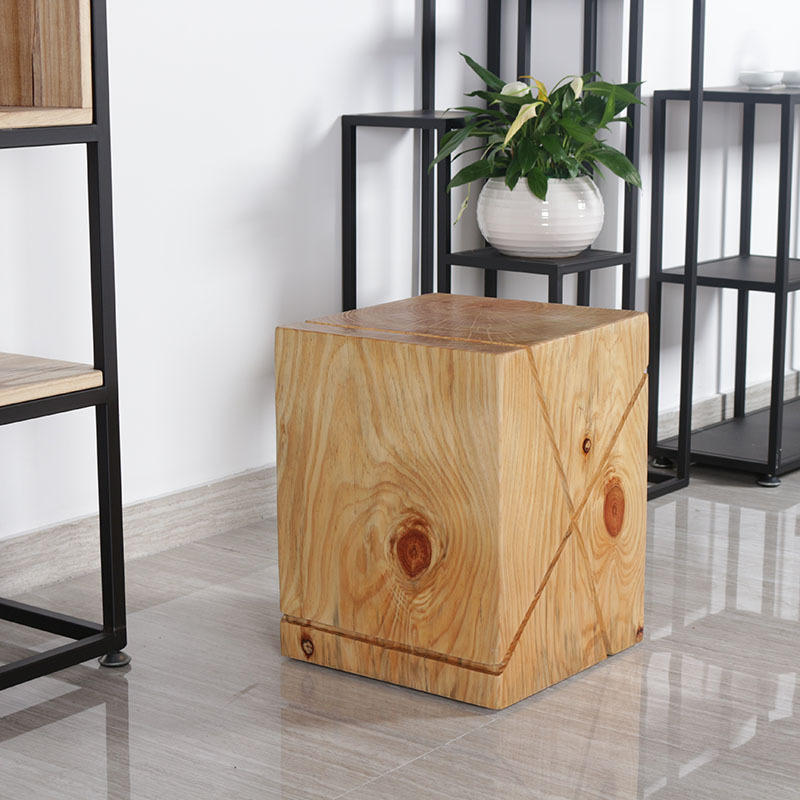 北欧实木正方形木墩原木凳子酒店摆件置物花架树桩创意民宿茶几凳