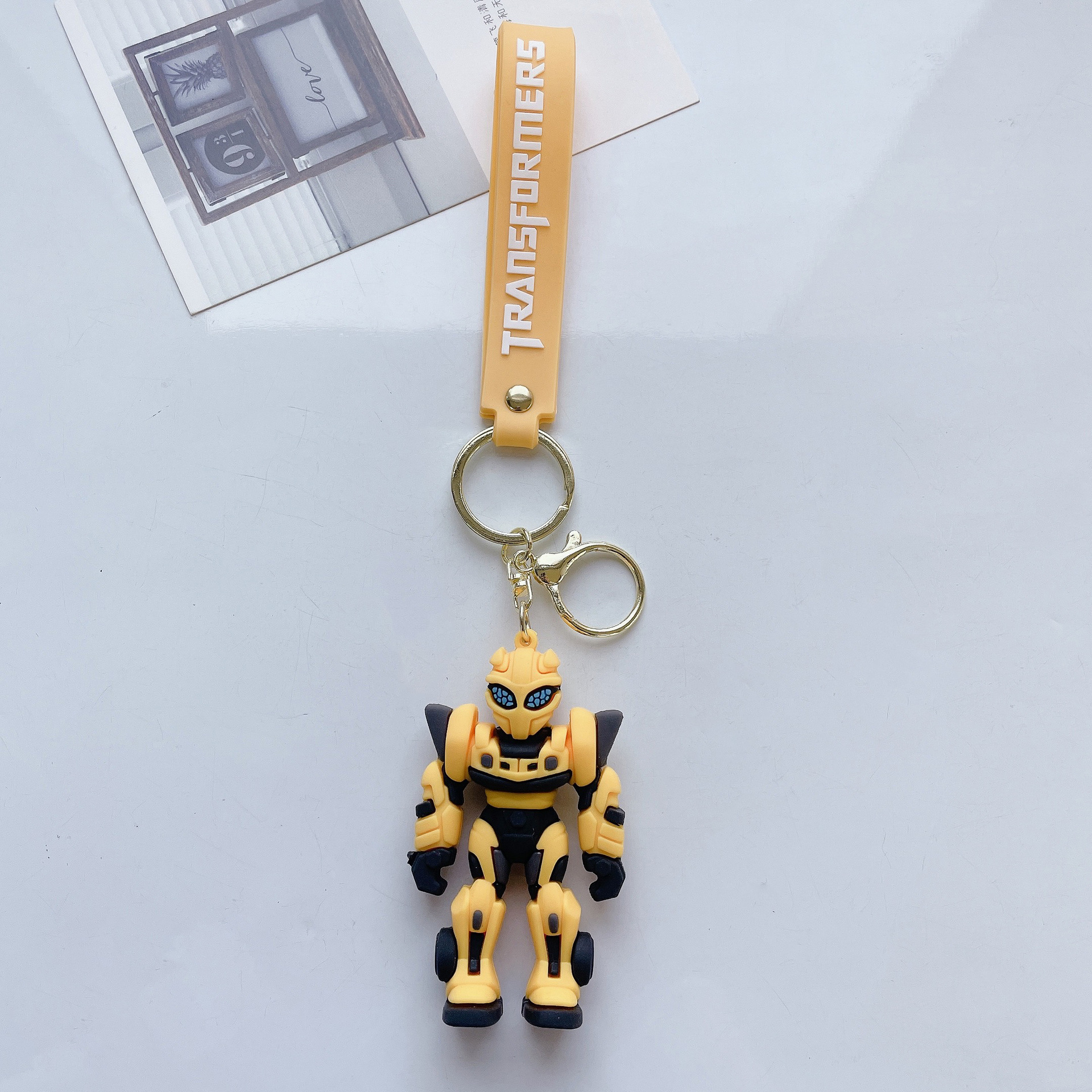 Creative Transformer Keychain Cartoon Optimus Prime Bumblebee Three-Dimensional Doll Car Backpack Pendant Wholesale