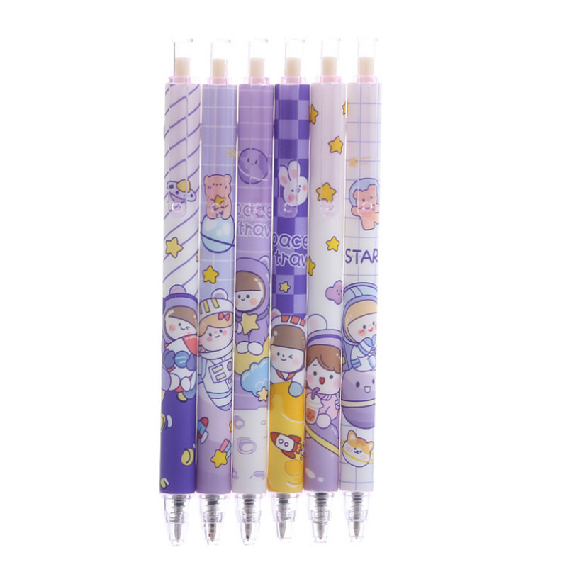 Cartoon Pressing Pen Creative Ins Purple Planet Press Gel Pen Student Stationery Office Water-Based Sign Pen