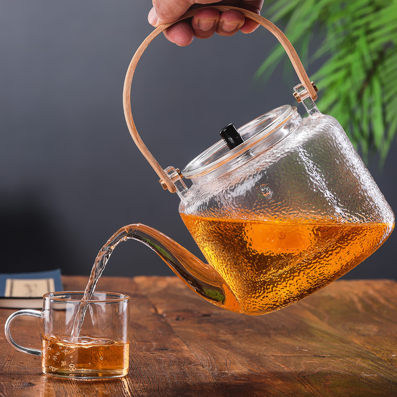 High Temperature Resistant Household Thickened Glass Teapot Large Capacity Electric Ceramic Stove Steam Teapot Teapot Loop-Handled Teapot Tea Kettle