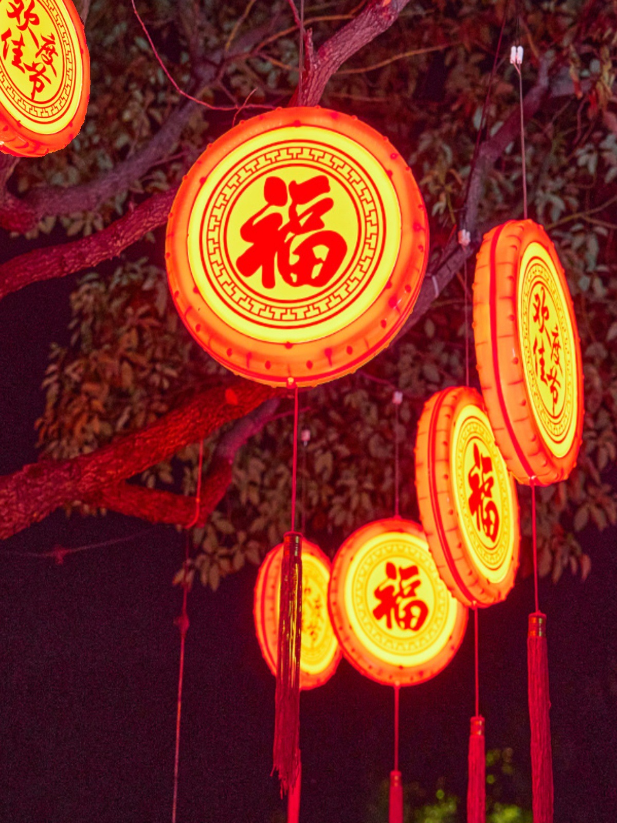 元旦节日彩灯发光福字灯户外防水新年过年大红灯笼春节挂树装饰灯