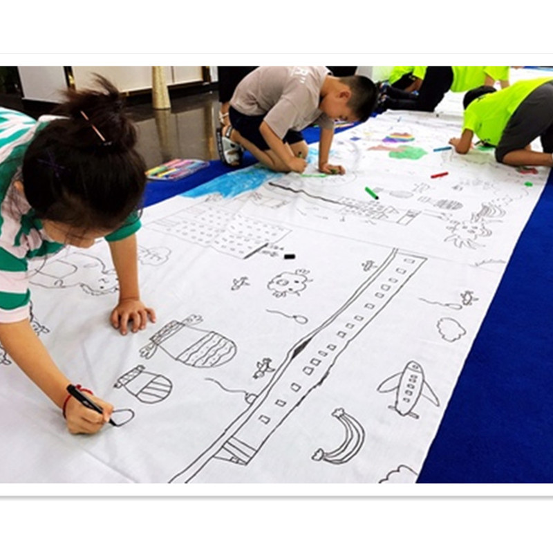 百米长卷线稿涂鸦图案填色大长画卷幼儿园儿童节日活动绘画布