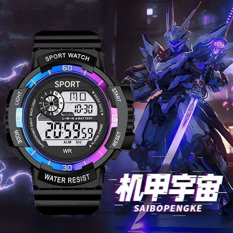 七彩夜光表儿童学生闹铃防水饰品配饰跨境首饰电子手表男士女士男