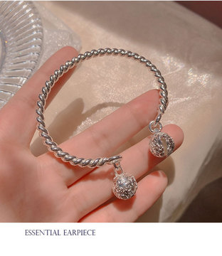 一步一响抖音爆款双铃铛手镯白铜镀银网红情侣手饰七夕闺蜜手链女