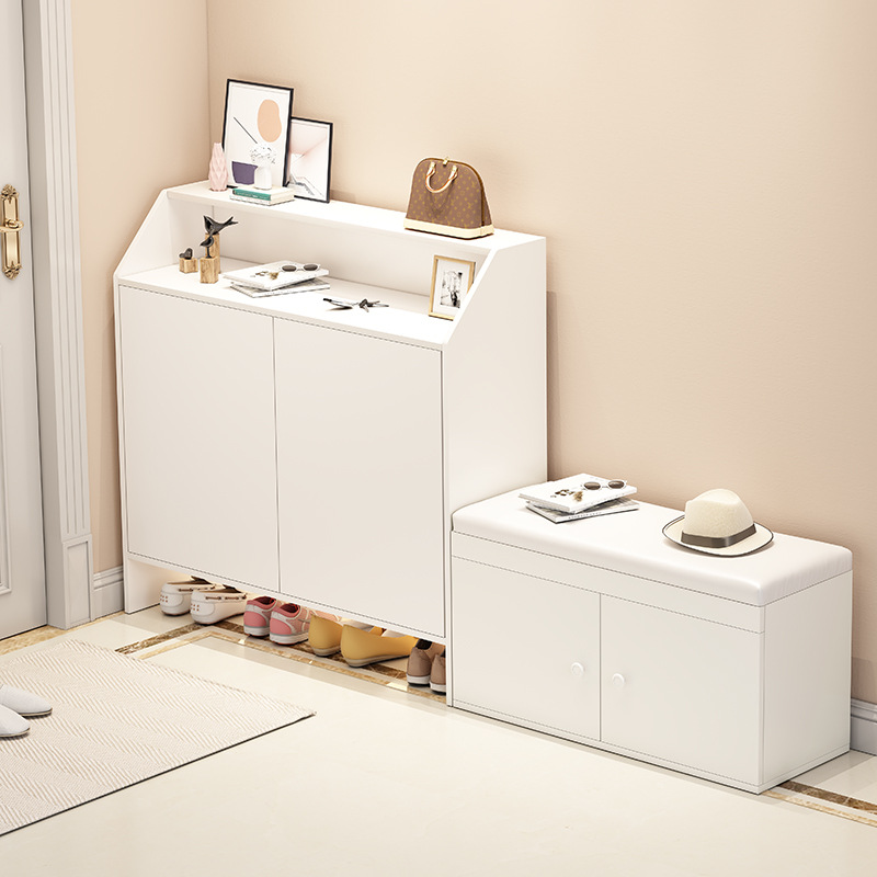 门口鞋柜新款2021爆款家用有门鞋架子坐凳一体入户收纳储物柜子