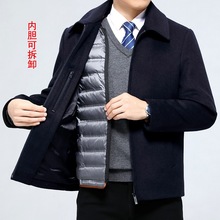 专柜正品男装羽绒大衣高级质感短款冬季羊毛外套轻奢大码夹克风衣