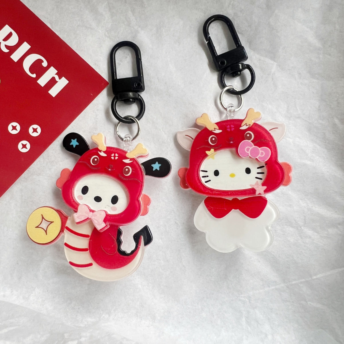 new year dragon year sanrio keychain small gift cute original schoolbag pendant cartoon girlfriends gift accessories