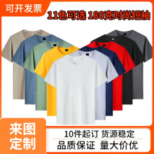 短袖t恤印制印字logo班服diy工作服圆领T恤印制餐饮饭店印做货源