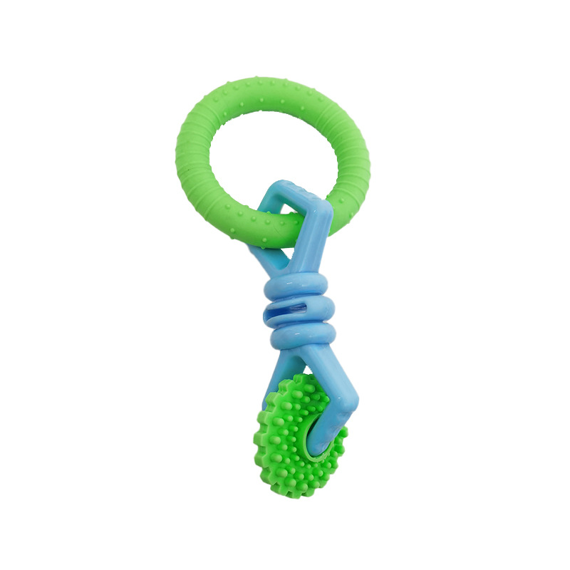 New TPR Pet Toy Bone Ferrule Gear Three-Chain Dog Toy Bite-Resistant Molar Teeth Cleaning Interactive Training